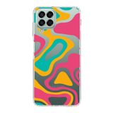 PrintiFy Samsung Galaxy M33 ile Uyumlu Kapak Renkli Desen B Turuncu Tasarımlı 1mm Fit Şeffaf Silikon Kılıf