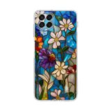 PrintiFy Samsung Galaxy M33 ile Uyumlu Vitray Mavi Bahar Tasarımlı Şeffaf Silikon Kılıf