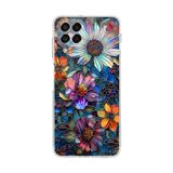PrintiFy Samsung Galaxy M33 ile Uyumlu Vitray Mücevher Flora Tasarımlı Şeffaf Silikon Kılıf