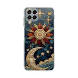 PrintiFy Samsung Galaxy M33 ile Uyumlu Vitray Sol ve Luna Tasarımlı Şeffaf Silikon Kılıf