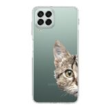 PrintiFy Samsung Galaxy M33 Uyumlu Kamera Korumalı Kapak Catface Tasarımlı Şeffaf Silikon Kılıf