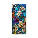PrintiFy Samsung Galaxy M34 ile Uyumlu Vitray Mavi Bahar Tasarımlı Şeffaf Silikon Kılıf