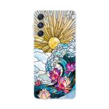 PrintiFy Samsung Galaxy M34 ile Uyumlu Vitray Okyanus Sabahı Tasarımlı Şeffaf Silikon Kılıf