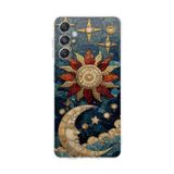 PrintiFy Samsung Galaxy M34 ile Uyumlu Vitray Sol ve Luna Tasarımlı Şeffaf Silikon Kılıf