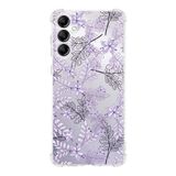 PrintiFy Samsung Galaxy M34 Uyumlu Köşe Korumalı Antişok Kapak Floral Lila Tasarımlı Şeffaf Silikon Kılıf