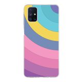 PrintiFy Samsung Galaxy M51 ile Uyumlu Kapak Renk Cümbüşü B Mor Tasarımlı 1mm Fit Şeffaf Silikon Kılıf