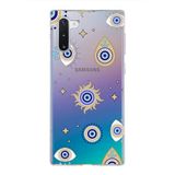 PrintiFy Samsung Galaxy Note 10 ile Uyumlu 1mm Slim Fit Nazar Boncuğu 5 Baskılı Şeffaf Kılıf