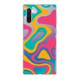 PrintiFy Samsung Galaxy Note 10 ile Uyumlu Kapak Renkli Desen B Turuncu Tasarımlı 1mm Fit Şeffaf Silikon Kılıf