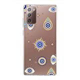 PrintiFy Samsung Galaxy Note 20 ile Uyumlu 1mm Slim Fit Nazar Boncuğu 5 Baskılı Şeffaf Kılıf