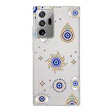 PrintiFy Samsung Galaxy Note 20 Ultra ile Uyumlu 1mm Slim Fit Nazar Boncuğu 5 Baskılı Şeffaf Kılıf