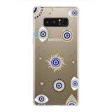 PrintiFy Samsung Galaxy Note 8 ile Uyumlu 1mm Slim Fit Nazar Boncuğu 5 Baskılı Şeffaf Kılıf
