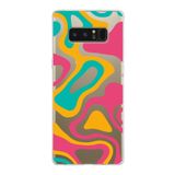 PrintiFy Samsung Galaxy Note 8 ile Uyumlu Kapak Renkli Desen B Turuncu Tasarımlı 1mm Fit Şeffaf Silikon Kılıf
