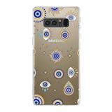 PrintiFy Samsung Galaxy Note 8 ile Uyumlu Nazar Boncuğu 5 Kamera Korumalı Şeffaf Silikon Kılıf