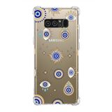 PrintiFy Samsung Galaxy Note 8 Uyumlu Nazar Boncuğu 5 Baskılı Şeffaf Köşe Korumalı Antişok Kılıf