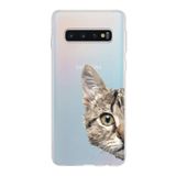 PrintiFy Samsung Galaxy S10 ile Uyumlu Kapak Catface Tasarımlı 1mm Fit Şeffaf Silikon Kılıf