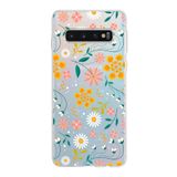 PrintiFy Samsung Galaxy S10 ile Uyumlu Kapak Çiçek Tasarımlı 1mm Fit Şeffaf Silikon Kılıf