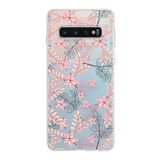 PrintiFy Samsung Galaxy S10 ile Uyumlu Kapak Floral Kırmızı Tasarımlı 1mm Fit Şeffaf Silikon Kılıf