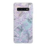 PrintiFy Samsung Galaxy S10 ile Uyumlu Kapak Floral Lila Tasarımlı 1mm Fit Şeffaf Silikon Kılıf