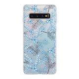 PrintiFy Samsung Galaxy S10 ile Uyumlu Kapak Floral Mavi Tasarımlı 1mm Fit Şeffaf Silikon Kılıf