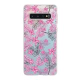PrintiFy Samsung Galaxy S10 ile Uyumlu Kapak Floral Pembe Tasarımlı 1mm Fit Şeffaf Silikon Kılıf