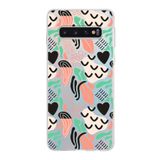 PrintiFy Samsung Galaxy S10 ile Uyumlu Kapak Memphis Desen - 1 Tasarımlı 1mm Fit Şeffaf Silikon Kılıf