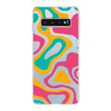 PrintiFy Samsung Galaxy S10 ile Uyumlu Kapak Renkli Desen B Turuncu Tasarımlı 1mm Fit Şeffaf Silikon Kılıf