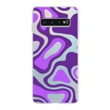 PrintiFy Samsung Galaxy S10 ile Uyumlu Kapak Renkli Desen F Mor Tasarımlı 1mm Fit Şeffaf Silikon Kılıf