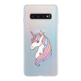 PrintiFy Samsung Galaxy S10 ile Uyumlu Kapak Unicorn Tasarımlı 1mm Fit Şeffaf Silikon Kılıf