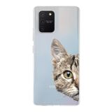 PrintiFy Samsung Galaxy S10 Lite ile Uyumlu Kapak Catface Tasarımlı 1mm Fit Şeffaf Silikon Kılıf