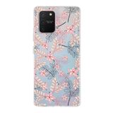 PrintiFy Samsung Galaxy S10 Lite ile Uyumlu Kapak Floral Kırmızı Tasarımlı 1mm Fit Şeffaf Silikon Kılıf