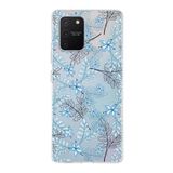 PrintiFy Samsung Galaxy S10 Lite ile Uyumlu Kapak Floral Mavi Tasarımlı 1mm Fit Şeffaf Silikon Kılıf