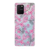 PrintiFy Samsung Galaxy S10 Lite ile Uyumlu Kapak Floral Pembe Tasarımlı 1mm Fit Şeffaf Silikon Kılıf