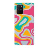 PrintiFy Samsung Galaxy S10 Lite ile Uyumlu Kapak Renkli Desen B Turuncu Tasarımlı 1mm Fit Şeffaf Silikon Kılıf