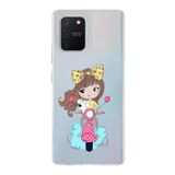PrintiFy Samsung Galaxy S10 Lite ile Uyumlu Kapak Vespagirl Tasarımlı 1mm Fit Şeffaf Silikon Kılıf