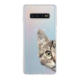PrintiFy Samsung Galaxy S10 Plus ile Uyumlu Kapak Catface Tasarımlı 1mm Fit Şeffaf Silikon Kılıf