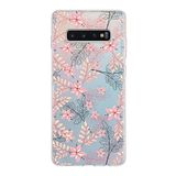 PrintiFy Samsung Galaxy S10 Plus ile Uyumlu Kapak Floral Kırmızı Tasarımlı 1mm Fit Şeffaf Silikon Kılıf