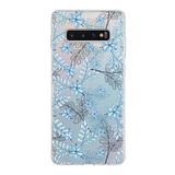 PrintiFy Samsung Galaxy S10 Plus ile Uyumlu Kapak Floral Mavi Tasarımlı 1mm Fit Şeffaf Silikon Kılıf