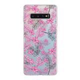 PrintiFy Samsung Galaxy S10 Plus ile Uyumlu Kapak Floral Pembe Tasarımlı 1mm Fit Şeffaf Silikon Kılıf