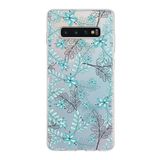 PrintiFy Samsung Galaxy S10 Plus ile Uyumlu Kapak Floral Su Yeşili Tasarımlı 1mm Fit Şeffaf Silikon Kılıf