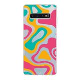 PrintiFy Samsung Galaxy S10 Plus ile Uyumlu Kapak Renkli Desen B Turuncu Tasarımlı 1mm Fit Şeffaf Silikon Kılıf