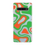 PrintiFy Samsung Galaxy S10 Plus ile Uyumlu Kapak Renkli Desen E Yeşil Tasarımlı 1mm Fit Şeffaf Silikon Kılıf