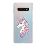 PrintiFy Samsung Galaxy S10 Plus ile Uyumlu Kapak Unicorn Tasarımlı 1mm Fit Şeffaf Silikon Kılıf