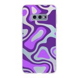 PrintiFy Samsung Galaxy S10E ile Uyumlu Kapak Renkli Desen F Mor Tasarımlı 1mm Fit Şeffaf Silikon Kılıf