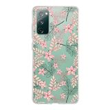 PrintiFy Samsung Galaxy S20 FE ile Uyumlu Kapak Floral Kırmızı Tasarımlı 1mm Fit Şeffaf Silikon Kılıf
