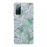 PrintiFy Samsung Galaxy S20 FE ile Uyumlu Kapak Floral Lila Tasarımlı 1mm Fit Şeffaf Silikon Kılıf
