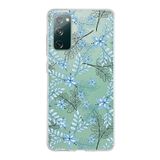 PrintiFy Samsung Galaxy S20 FE ile Uyumlu Kapak Floral Mavi Tasarımlı 1mm Fit Şeffaf Silikon Kılıf