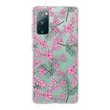 PrintiFy Samsung Galaxy S20 FE ile Uyumlu Kapak Floral Pembe Tasarımlı 1mm Fit Şeffaf Silikon Kılıf