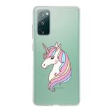 PrintiFy Samsung Galaxy S20 FE ile Uyumlu Kapak Unicorn Tasarımlı 1mm Fit Şeffaf Silikon Kılıf