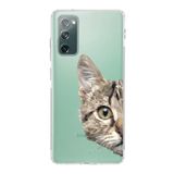 PrintiFy Samsung Galaxy S20 FE Uyumlu Kamera Korumalı Kapak Catface Tasarımlı Şeffaf Silikon Kılıf