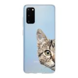 PrintiFy Samsung Galaxy S20 ile Uyumlu Kapak Catface Tasarımlı 1mm Fit Şeffaf Silikon Kılıf